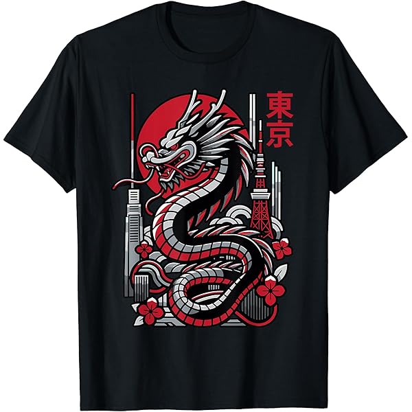 Amazon.com: Japanese Dragon Retro 80s Asian Tokyo Red Japanese